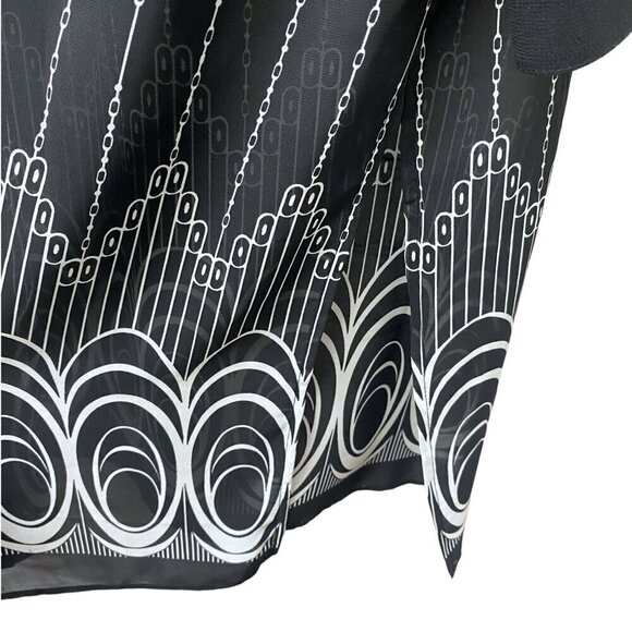 STUDIO 1 Tunic Blouse Size 18W Black Print Chiffon Duster Womens Long Top - Picture 8 of 10